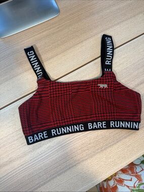 Bare Running Red Houndstooth Sports Bra